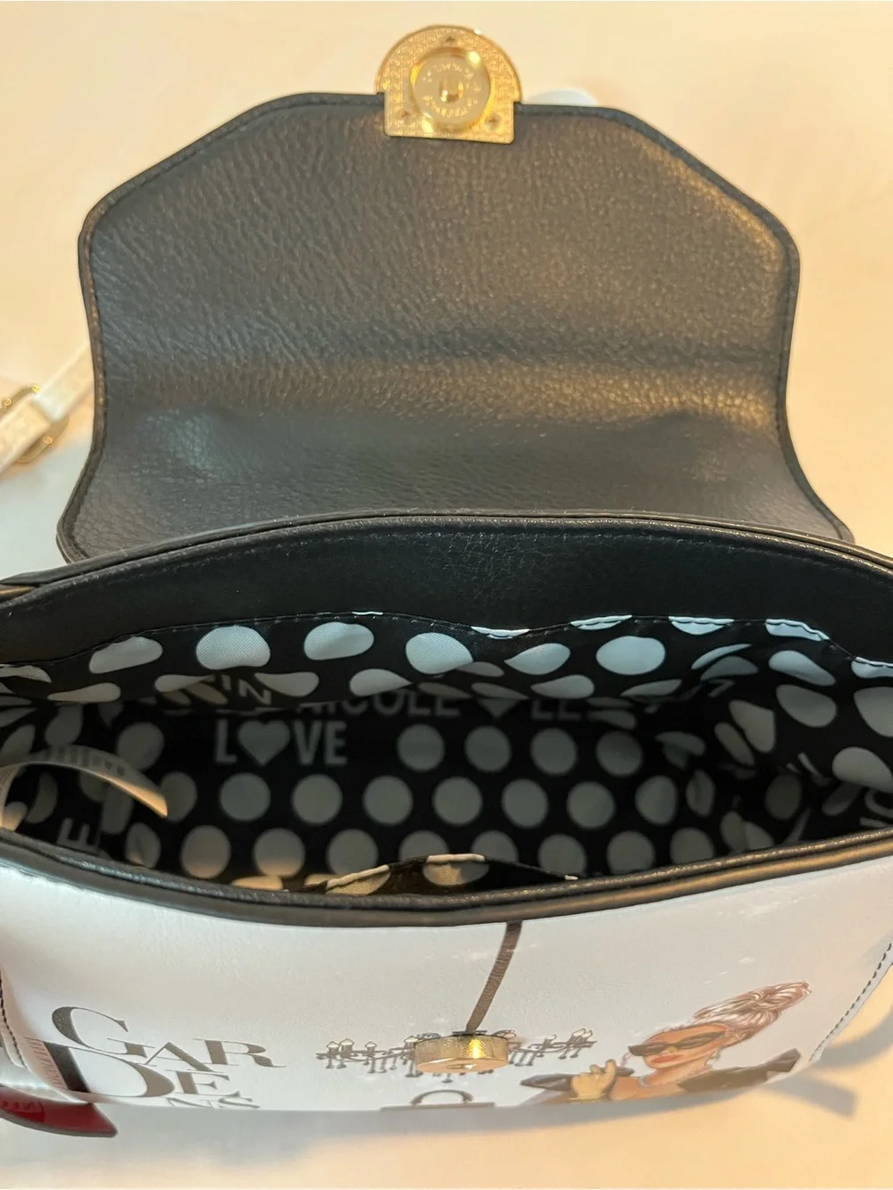 Nicole Lee Lady In Black Graphic Mini Handbag Gardens Crossbody Satchel Purse